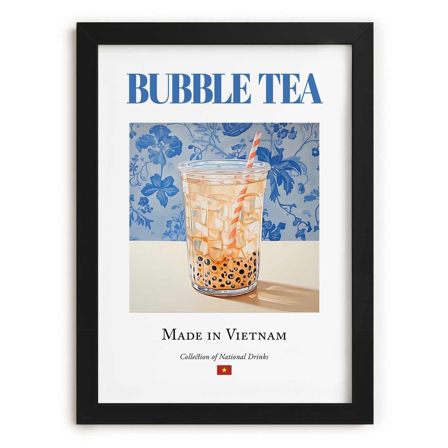 Bubble Tea – Vietnamese Tea, Tea Room Wall Art, in sleek black frame