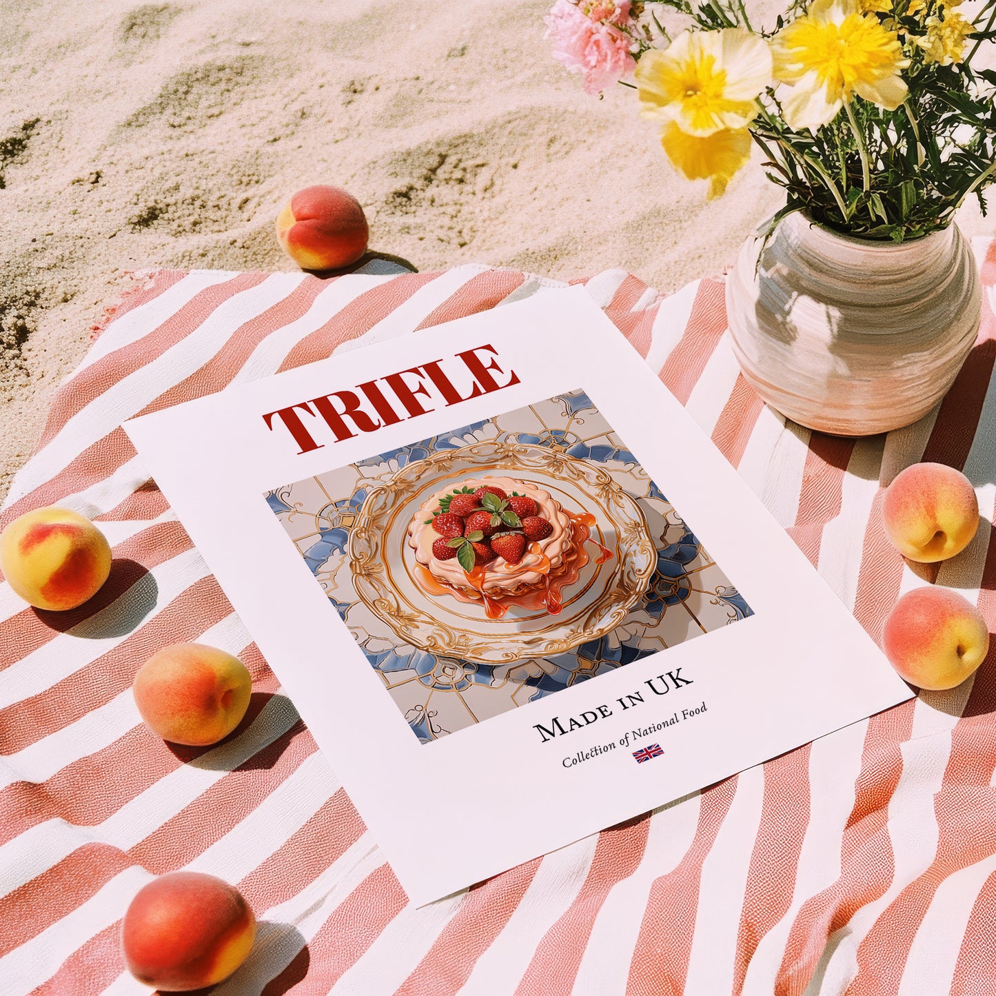 Trifle – English Dessert Dish, Fine Dining Restaurant Poster, unframed on coastal sand