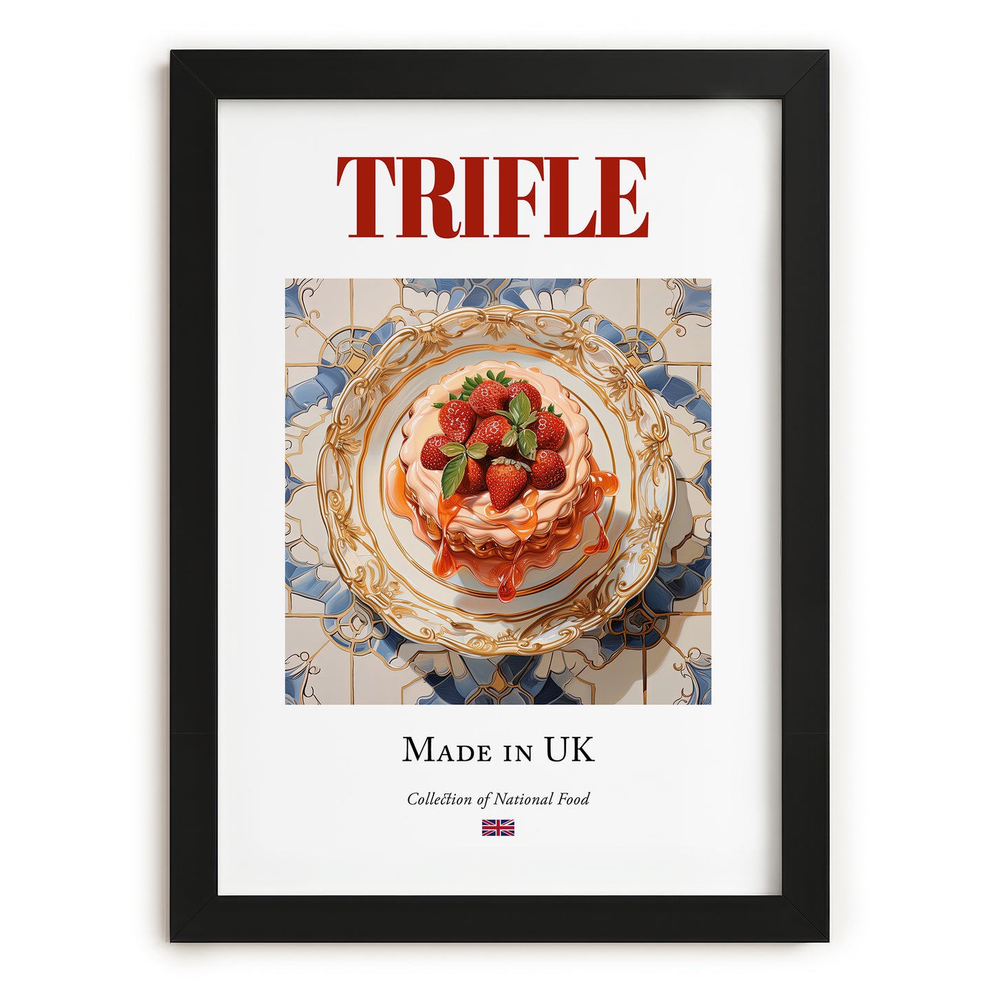 Trifle – English Dessert Dish, Fine Dining Restaurant Poster, in sleek black frame