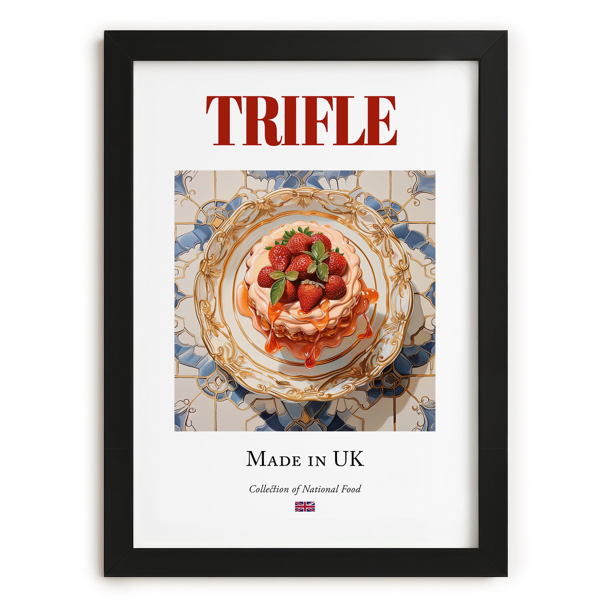 Trifle – English Dessert Dish, Fine Dining Restaurant Poster, in sleek black frame
