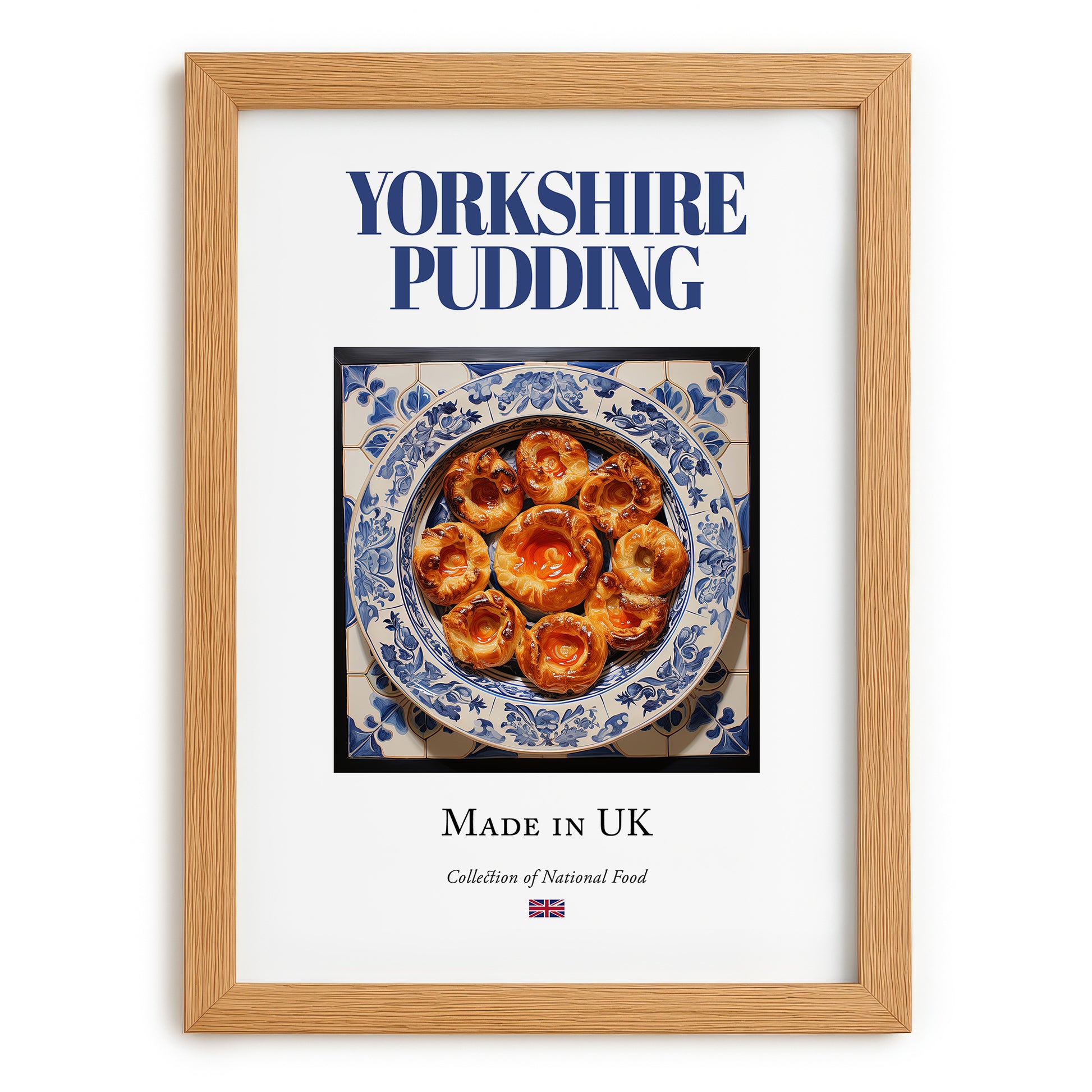 Yorkshire Pudding – English Bread Dish, Fine Dining Restaurant Wall Art, set in oak frame