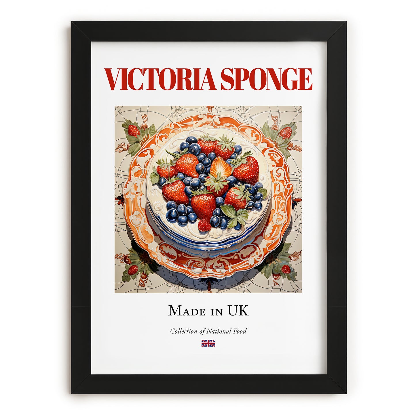 Victoria Sponge – English Dessert Dish, Fine Dining Restaurant Poster, in sleek black frame