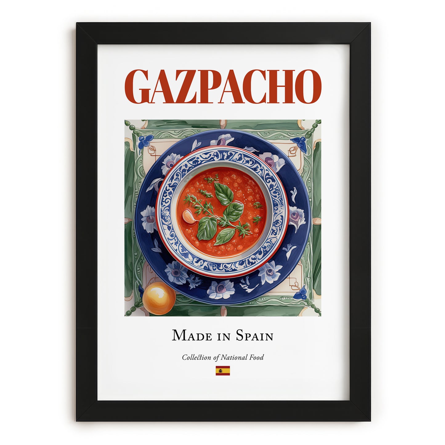 Gazpacho – Spanish Soup Dish, Tavern Poster, in sleek black frame