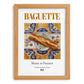 Baguette – French Bread Dish, Bistro Print, set in oak frame