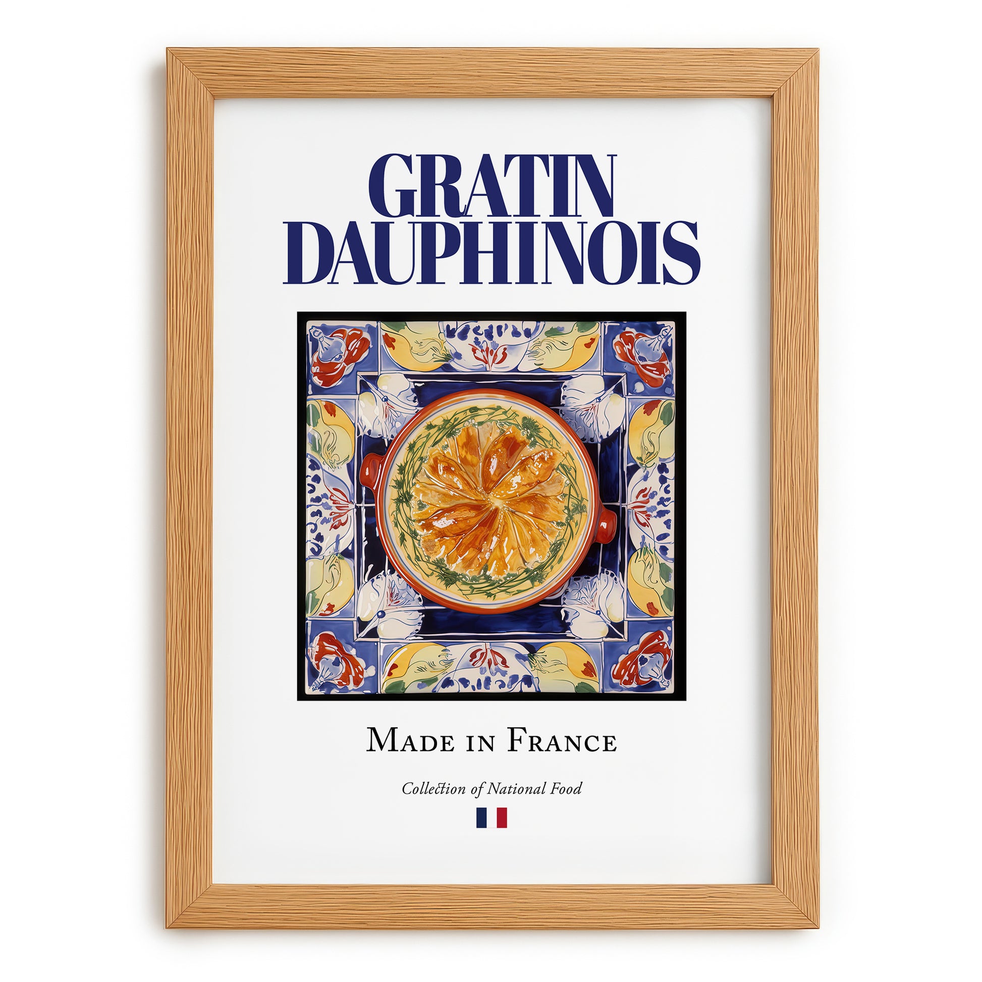 Gratin Dauphinois – French Dish, Fine Dining Restaurant Poster, set in oak frame