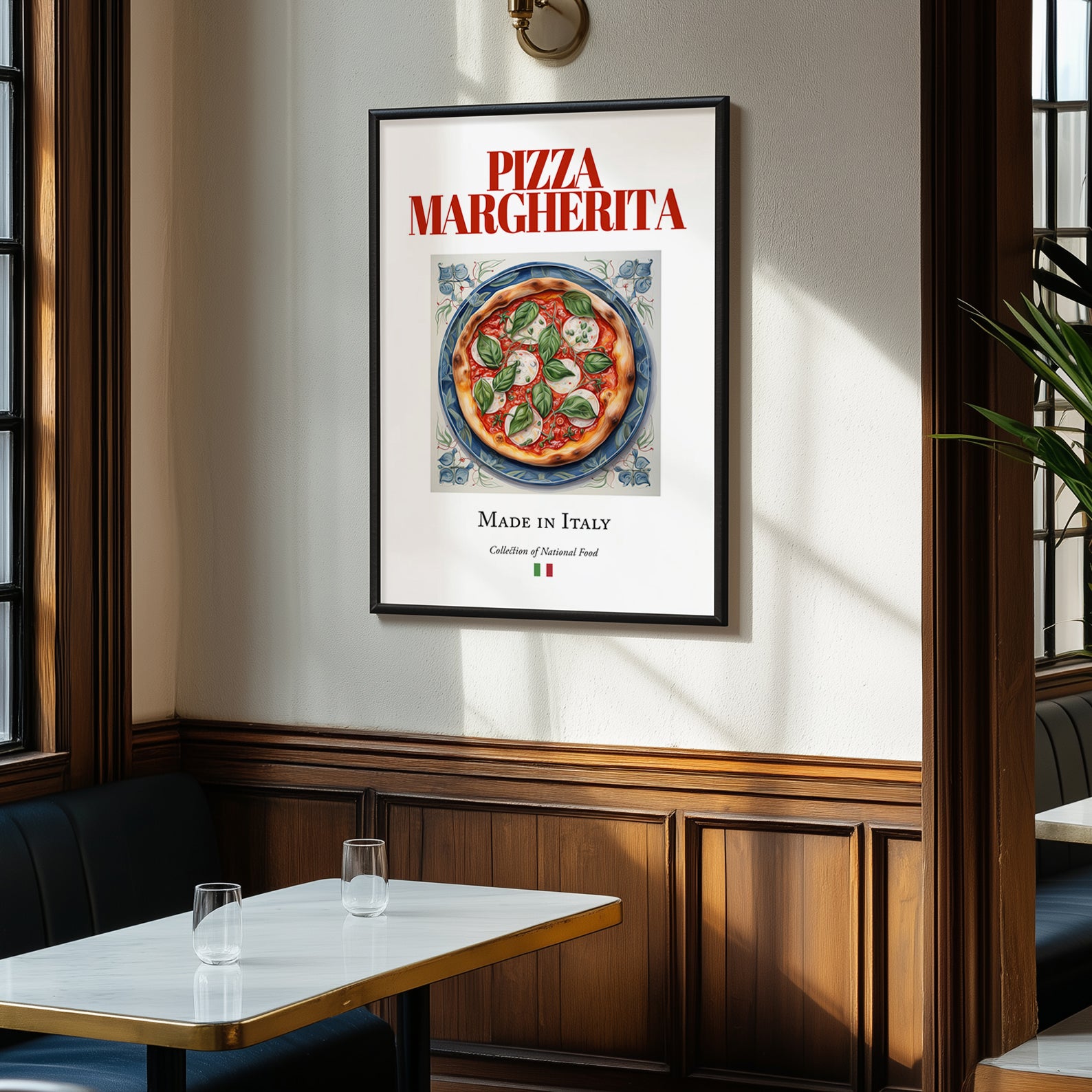 Pizza Margherita – Italian Pizza, Trattoria Wall Art, clean layout with no caption