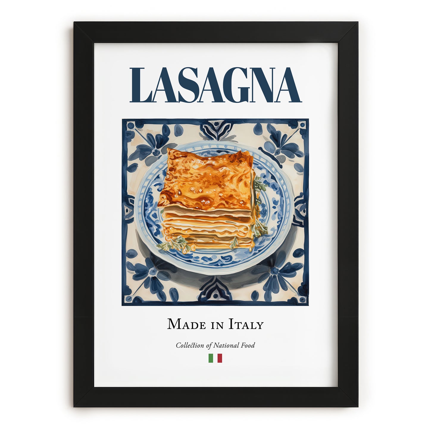 Lasagna – Italian Pasta, Trattoria Print, in sleek black frame