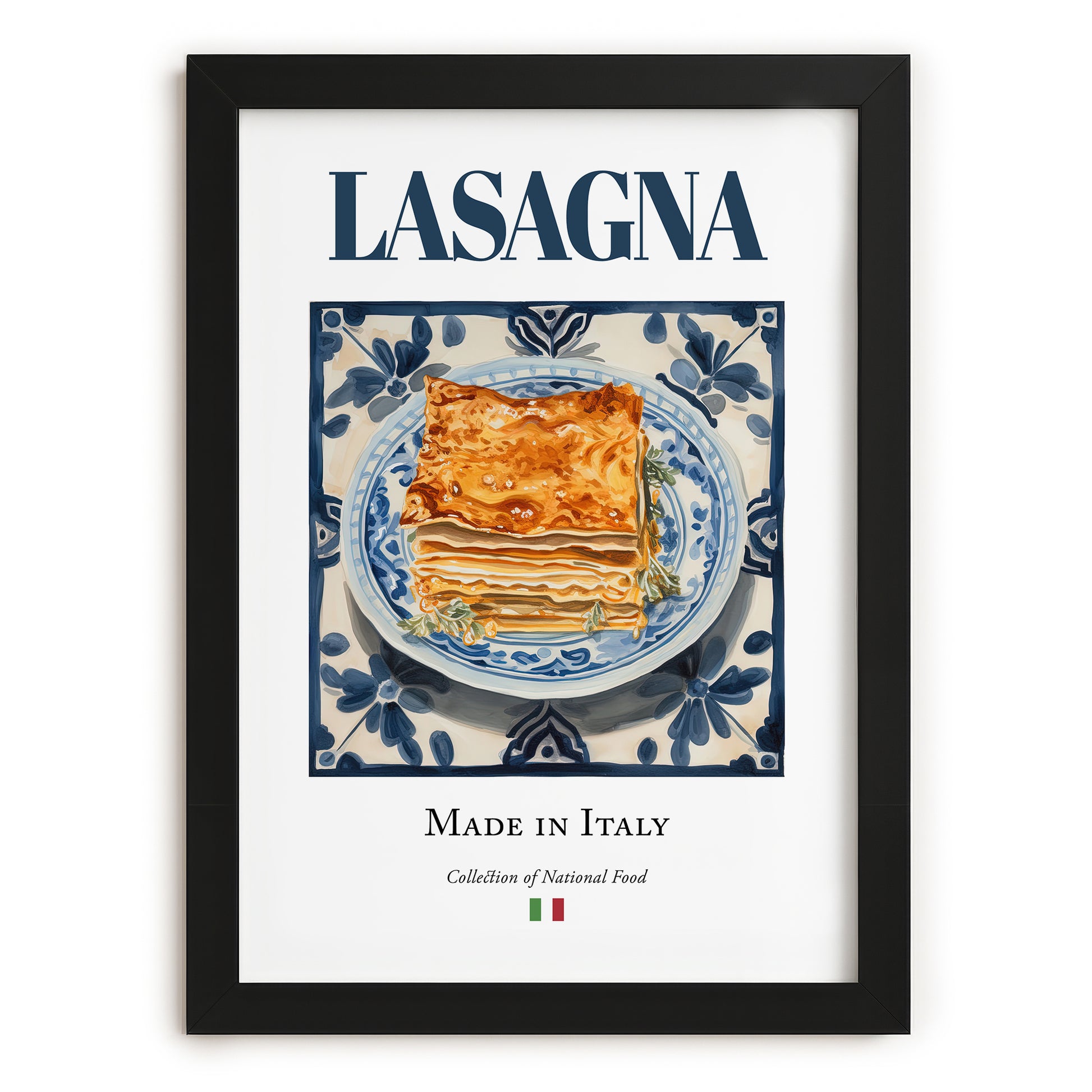 Lasagna – Italian Pasta, Trattoria Print, in sleek black frame
