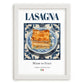 Lasagna – Italian Pasta, Trattoria Print, placed in minimal white frame
