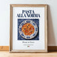 Pasta alla Norma – Italian Pasta, Osteria Wall Art, in wooden frame leaning on the floor