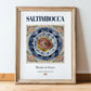 Saltimbocca – Italian Meat Dish, Farmhouse Kitchen Print, in wooden frame leaning on the floor