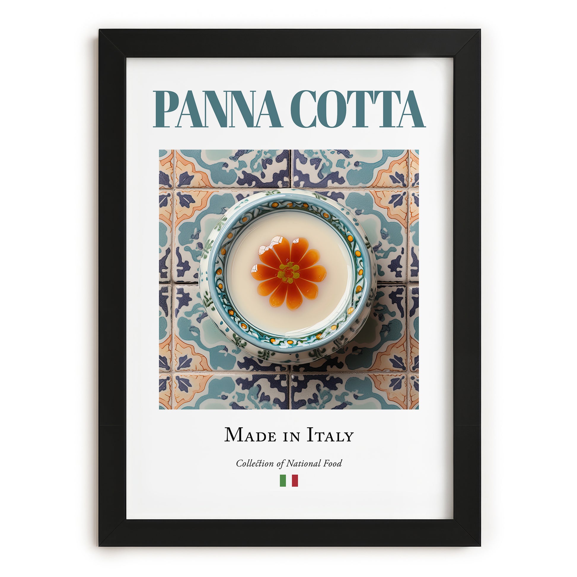 Panna Cotta – Italian Dessert Dish, Brasserie Poster, in sleek black frame