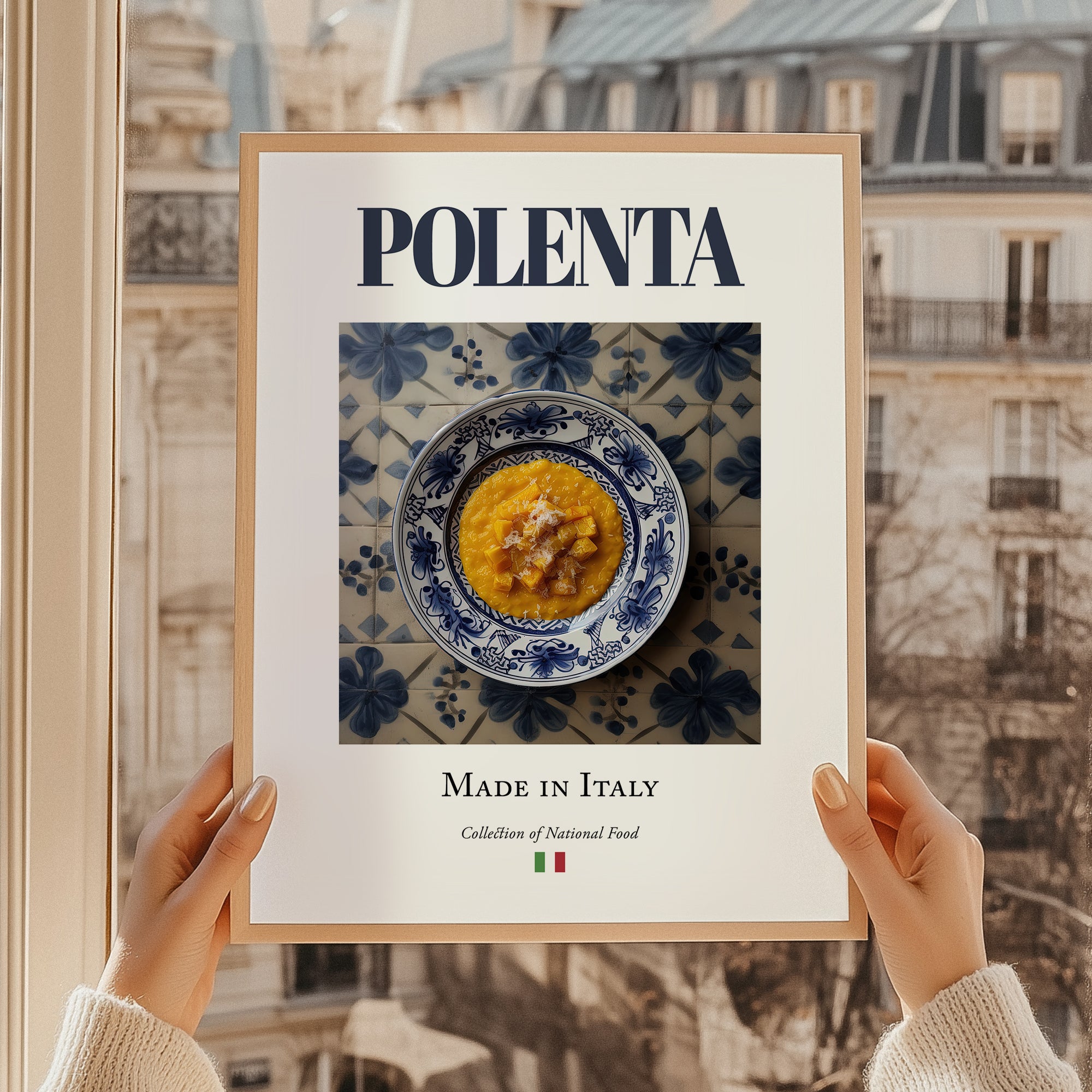 Polenta – Italian Dish, Tavern Wall Art, styled in a charming Paris street view