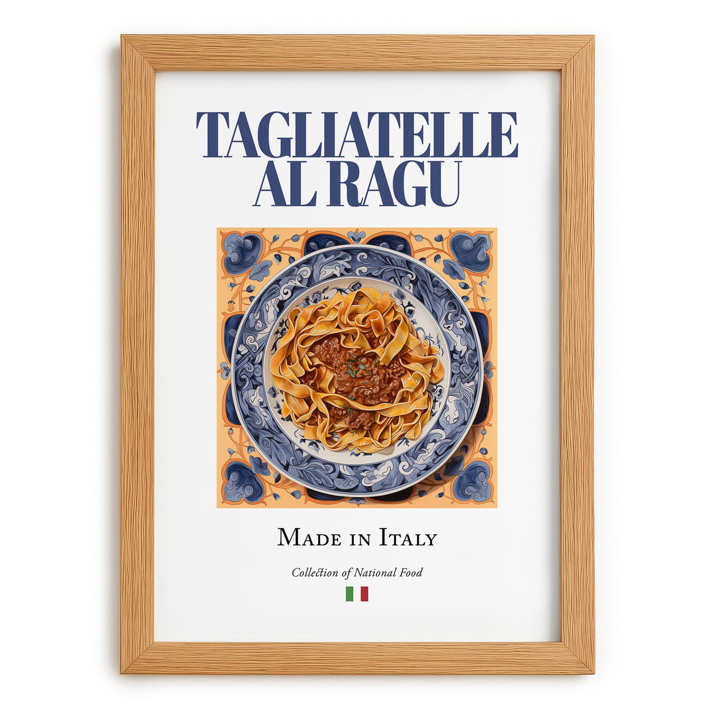 Tagliatelle al Ragu – Italian Pasta, Osteria Print, set in oak frame