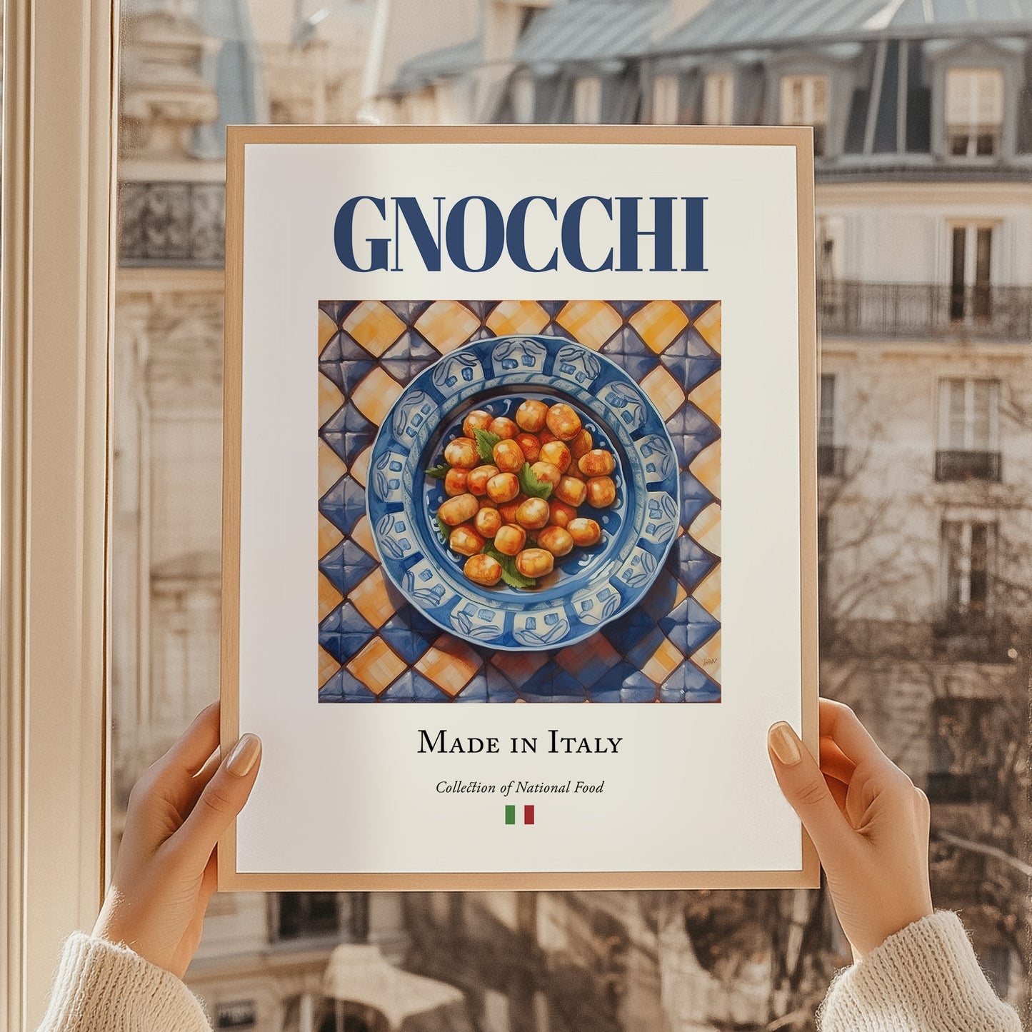 Gnocchi – Italian Pasta, Trattoria Poster, styled in a charming Paris street view