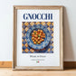 Gnocchi – Italian Pasta, Trattoria Poster, in wooden frame leaning on the floor