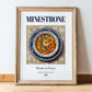 Minestrone – Italian Soup Dish, Restaurant Wall Art, in wooden frame leaning on the floor