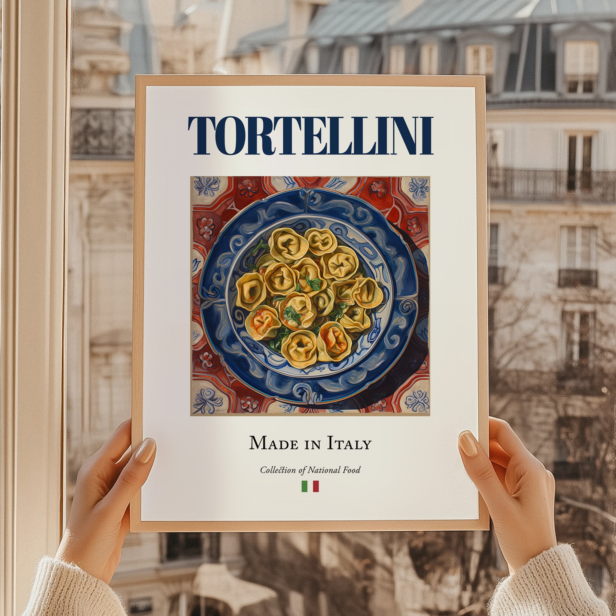 Tortellini – Italian Pasta, Restaurant Poster, styled in a charming Paris street view