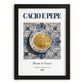 Cacio e Pepe – Italian Pasta, Osteria Illustration, in sleek black frame