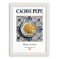 Cacio e Pepe – Italian Pasta, Osteria Illustration, placed in minimal white frame