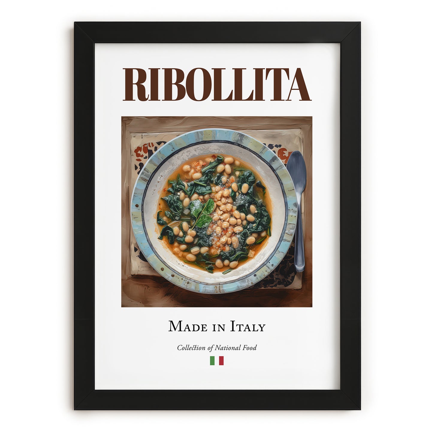 Ribollita – Italian Soup Dish, Food Bar Print, in sleek black frame