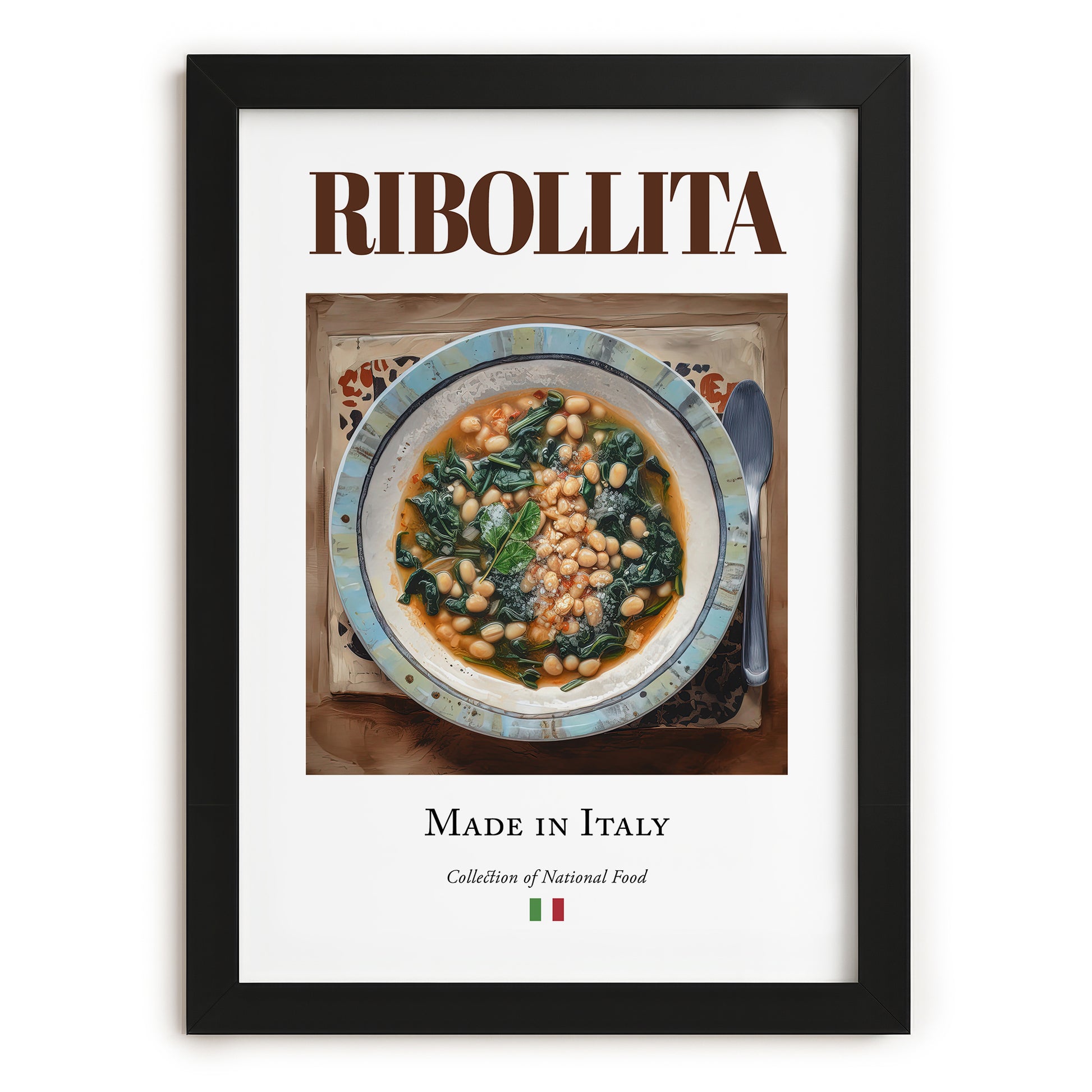Ribollita – Italian Soup Dish, Food Bar Print, in sleek black frame