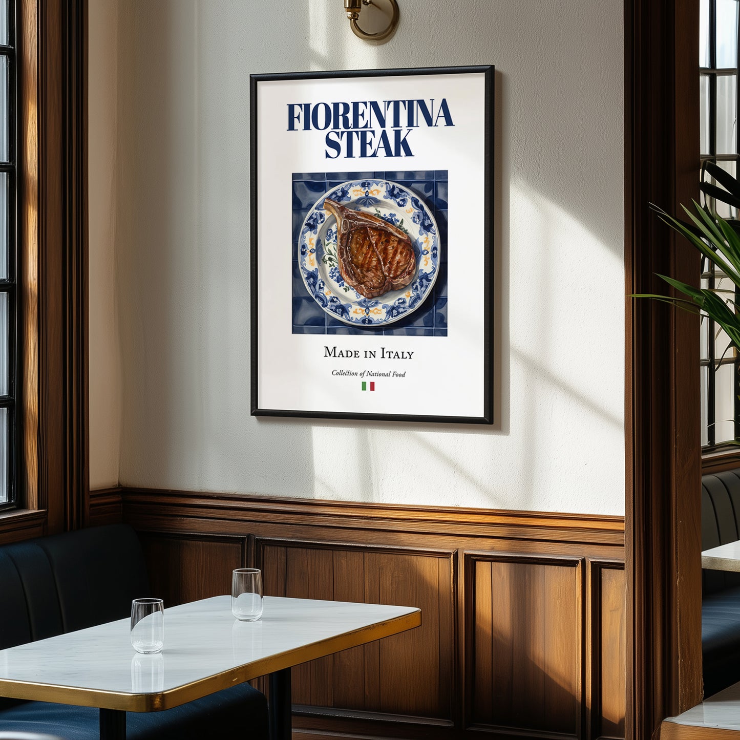Fiorentina Steak – Italian Meat Dish, Farmhouse Kitchen Print, clean layout with no caption