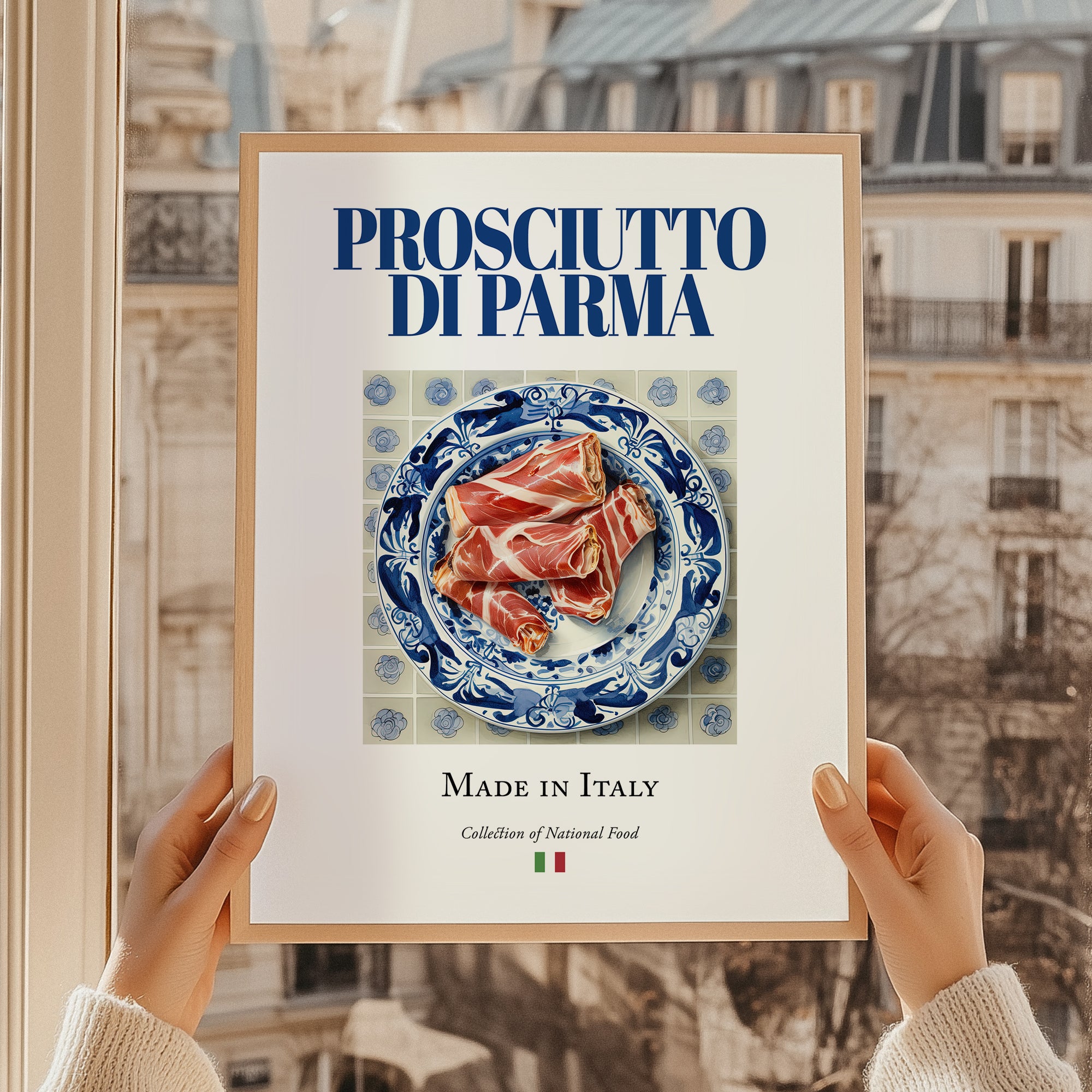 Prosciutto di Parma – Italian Meat Dish, Fine Dining Restaurant Poster, styled in a charming Paris street view