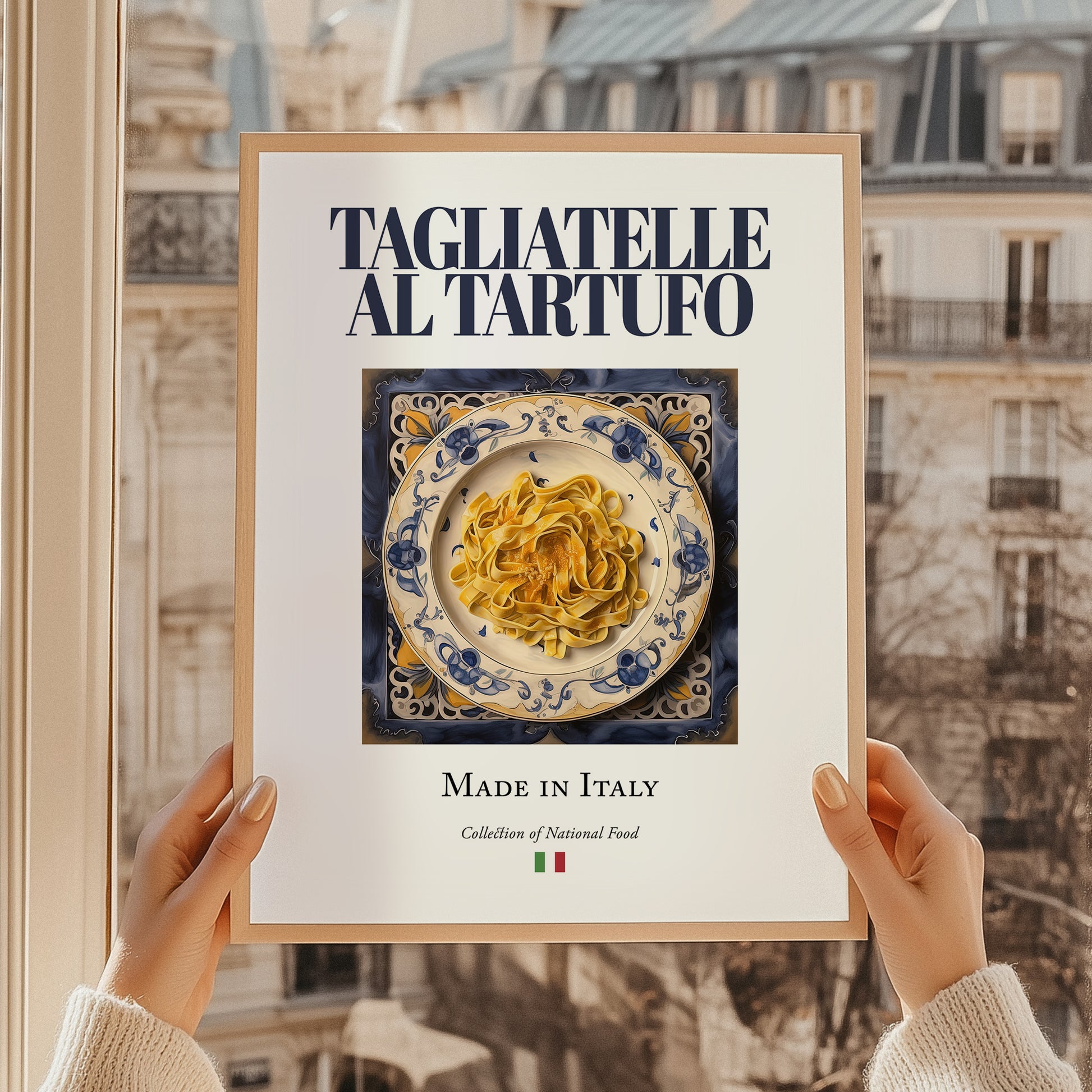 Tagliatelle al Tartufo – Italian Pasta, Osteria Still Life, styled in a charming Paris street view