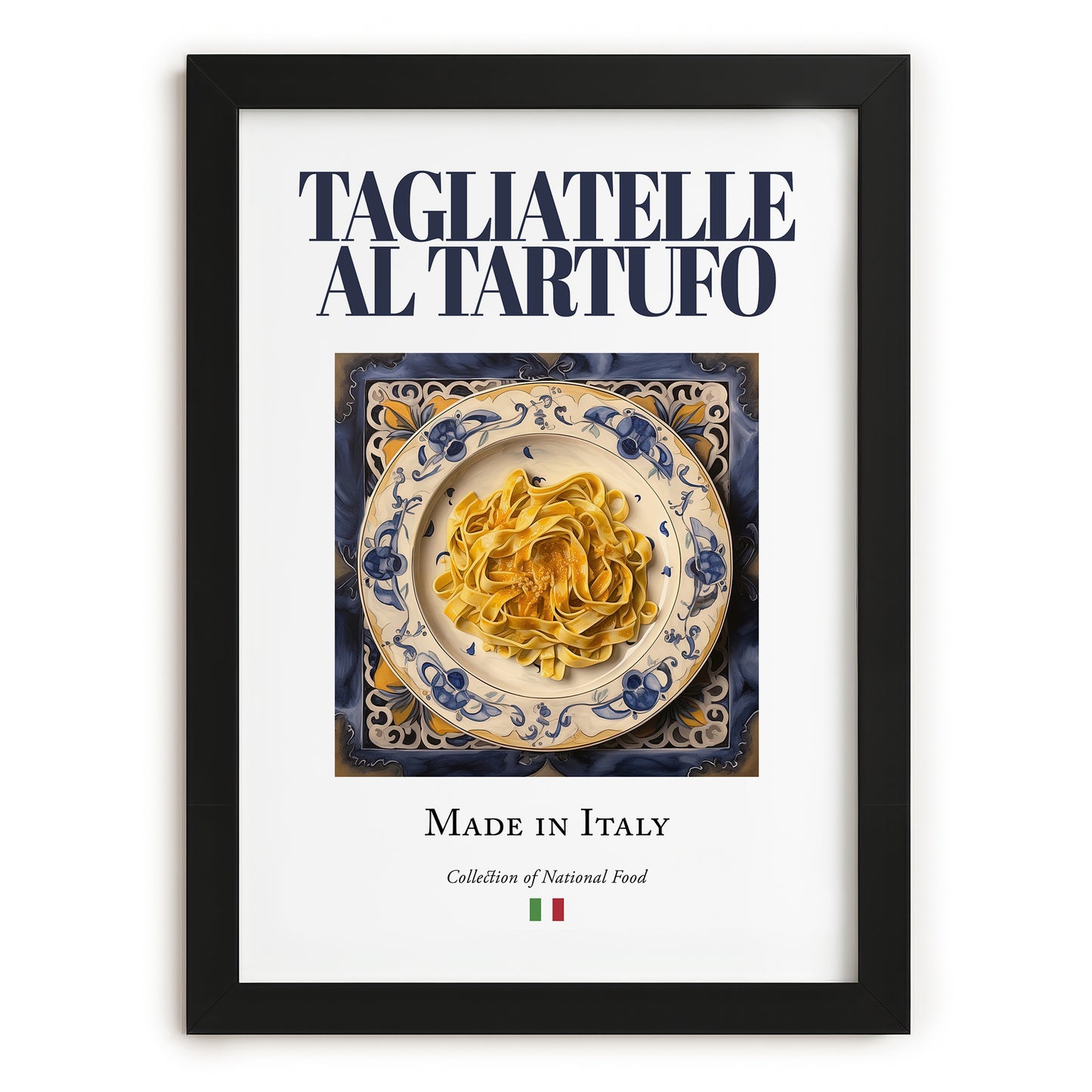 Tagliatelle al Tartufo – Italian Pasta, Osteria Still Life, in sleek black frame