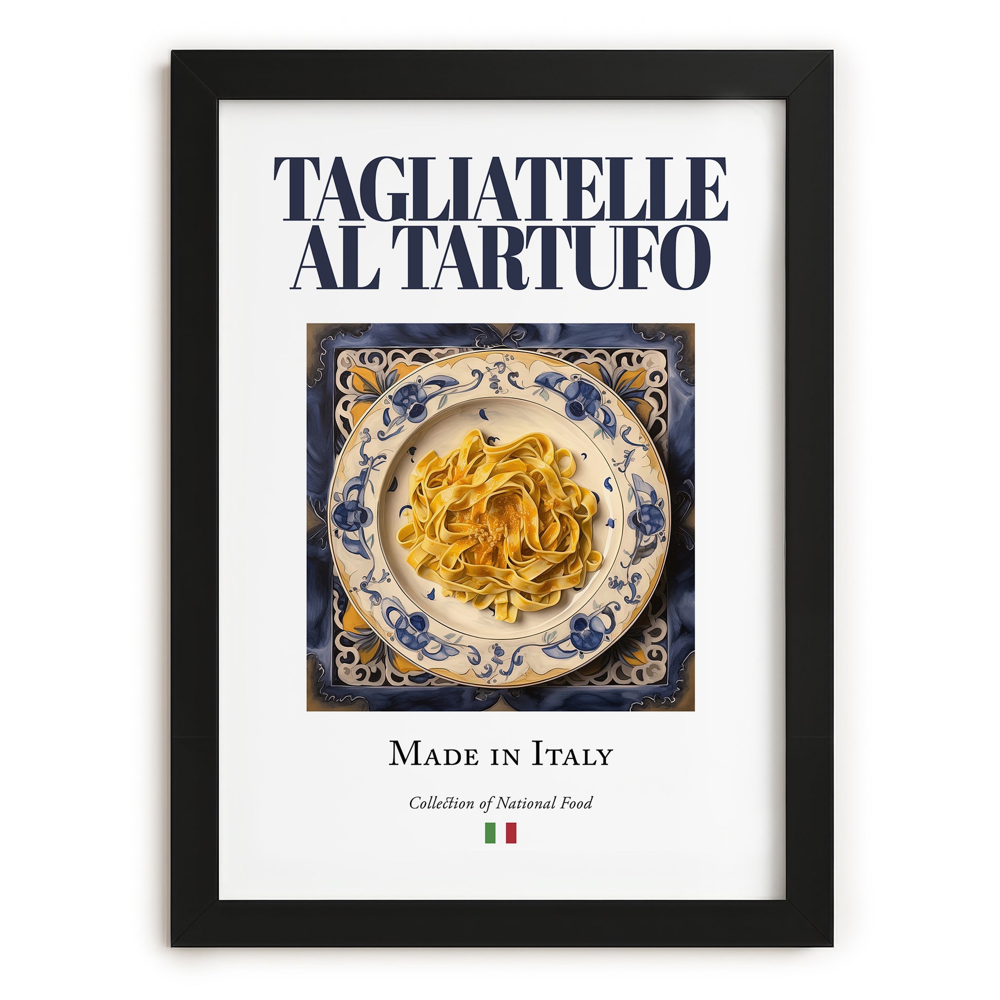 Tagliatelle al Tartufo – Italian Pasta, Osteria Still Life, in sleek black frame