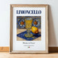 Limoncello – Italian Liqueur Drink, Cocktail Lounge Poster, in wooden frame leaning on the floor