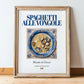 Spaghetti alle Vongole – Italian Pasta, Restaurant Still Life, in wooden frame leaning on the floor