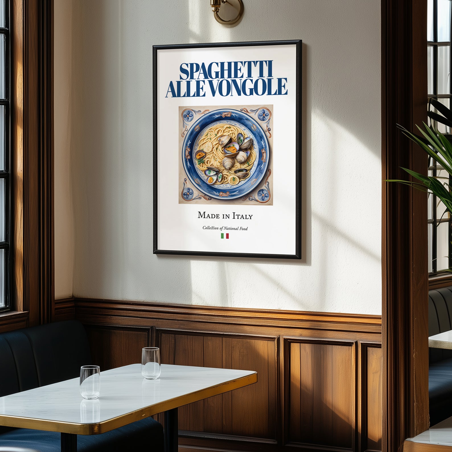 Spaghetti alle Vongole – Italian Pasta, Restaurant Still Life, clean layout with no caption