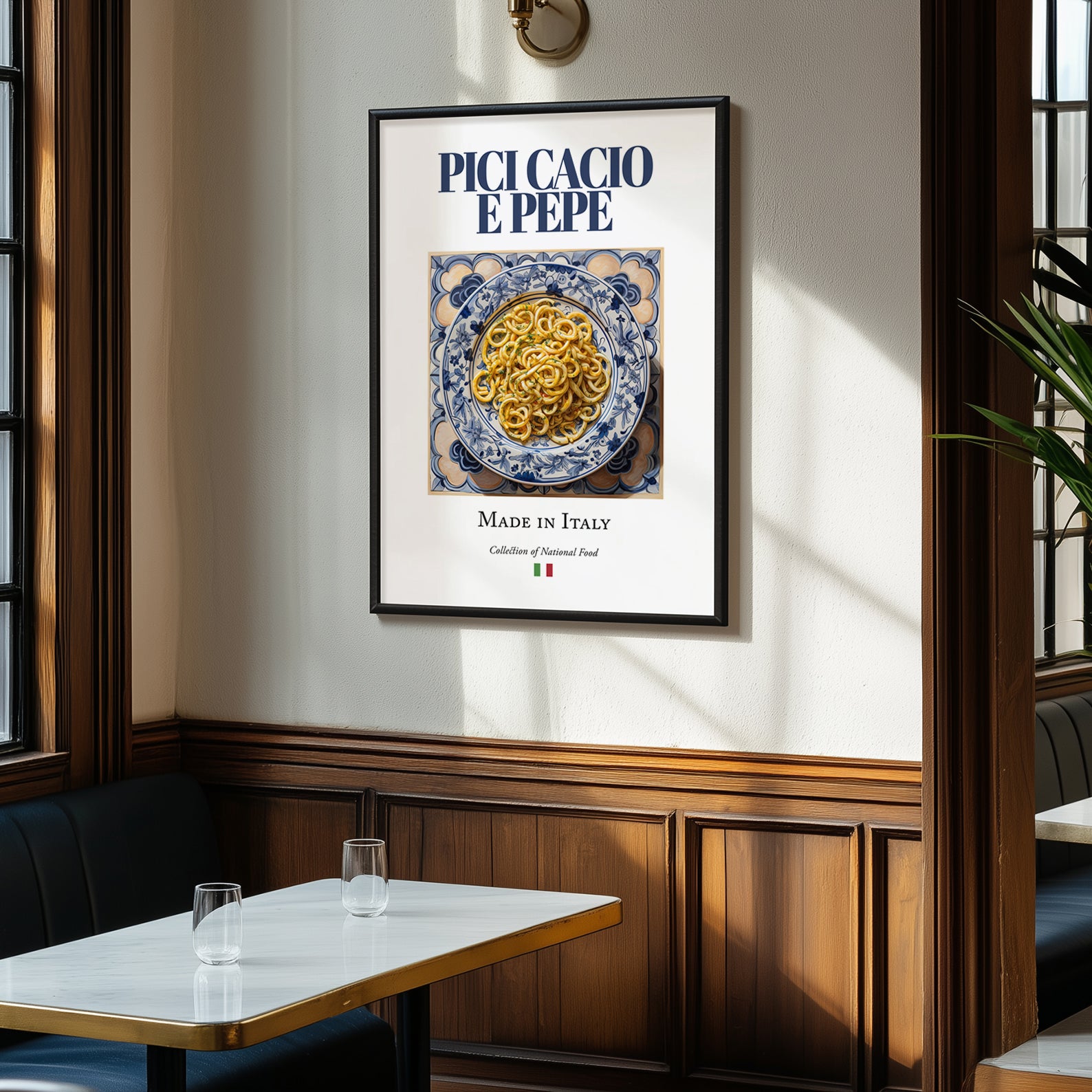 Pici Cacio e Pepe – Italian Pasta, Trattoria Wall Decor, clean layout with no caption