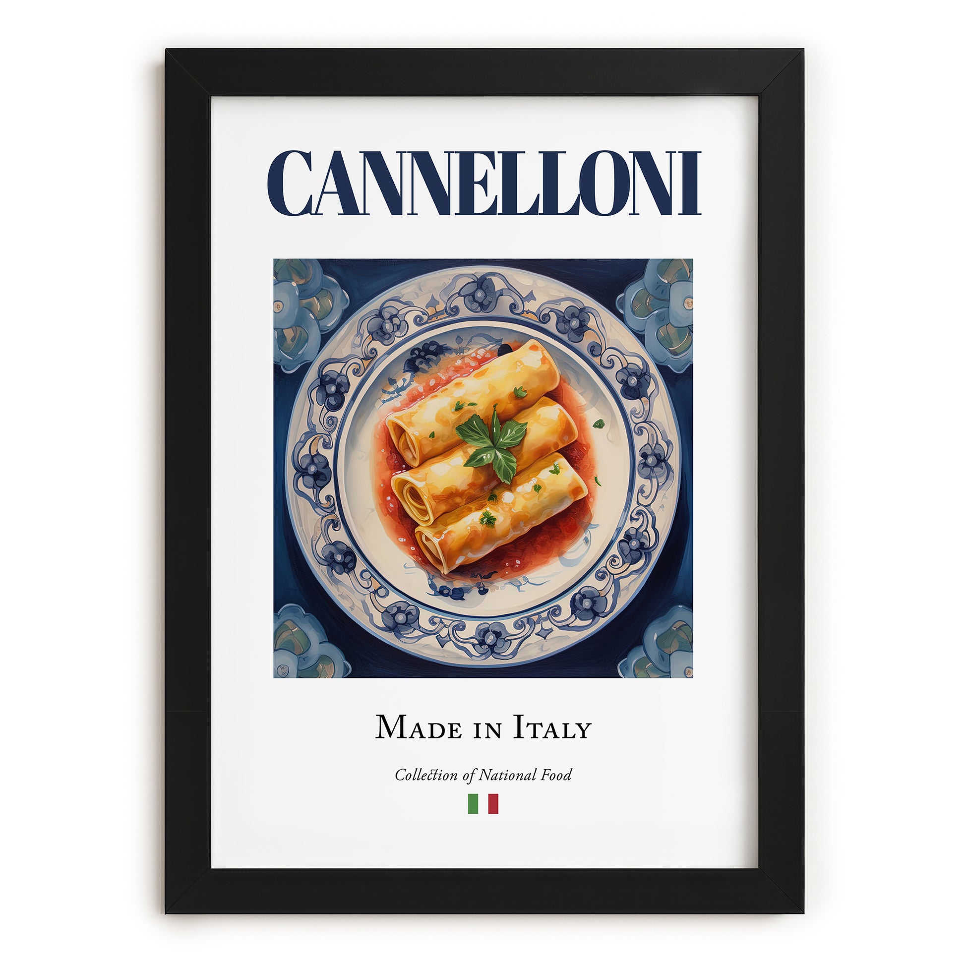 Cannelloni – Italian Pasta, Trattoria Poster, in sleek black frame
