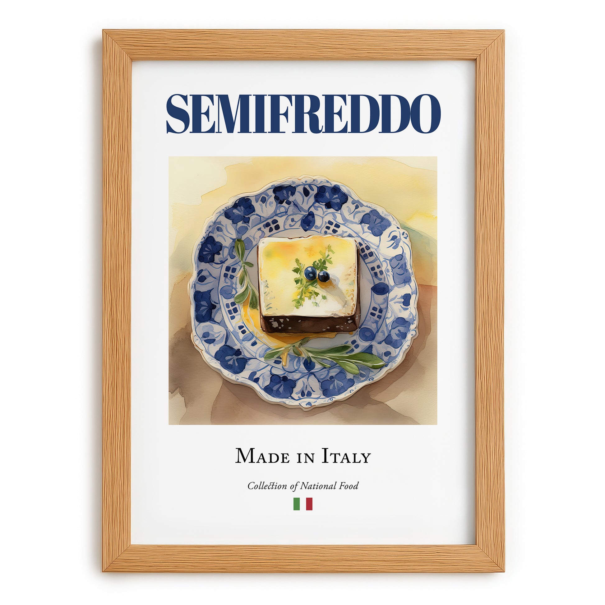 Semifreddo – Italian Dessert Dish, Restaurant Painting, set in oak frame