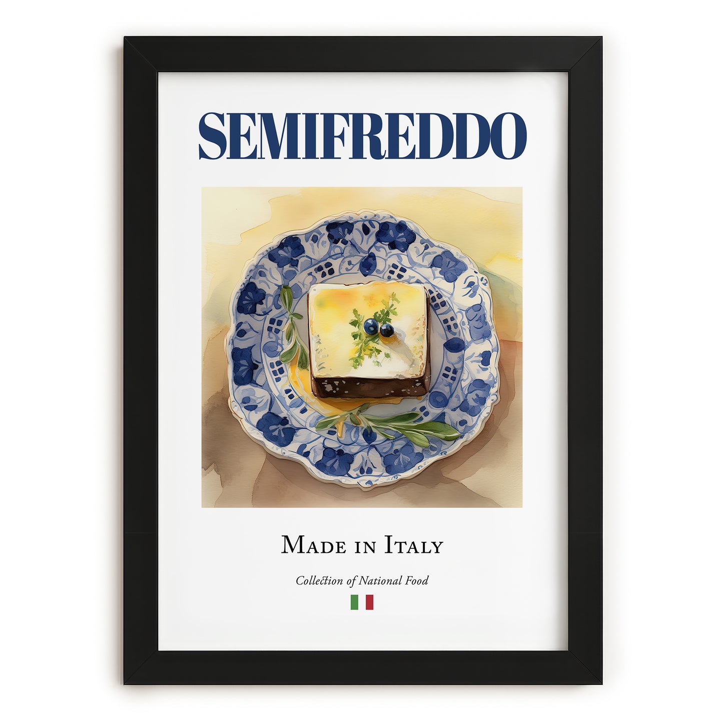 Semifreddo – Italian Dessert Dish, Restaurant Painting, in sleek black frame