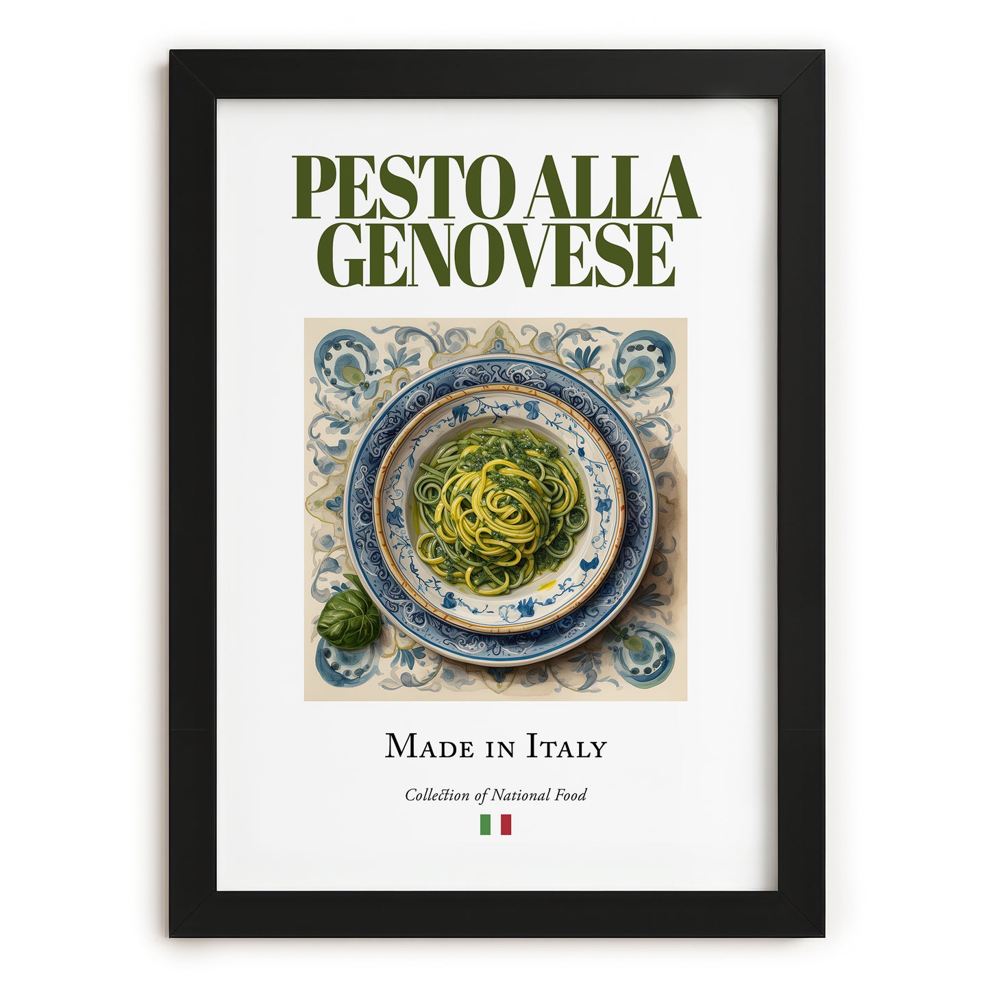 Pesto alla Genovese – Italian Sauce Dish, Bistro Poster, in sleek black frame