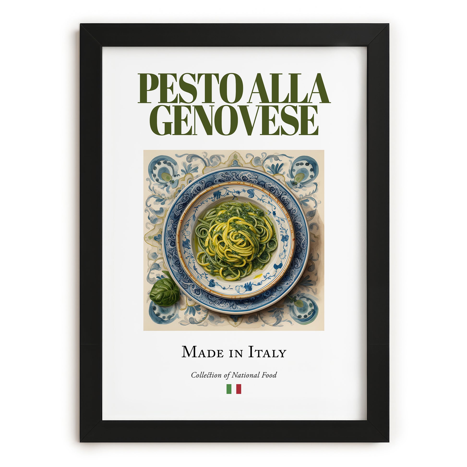 Pesto alla Genovese – Italian Sauce Dish, Bistro Poster, in sleek black frame
