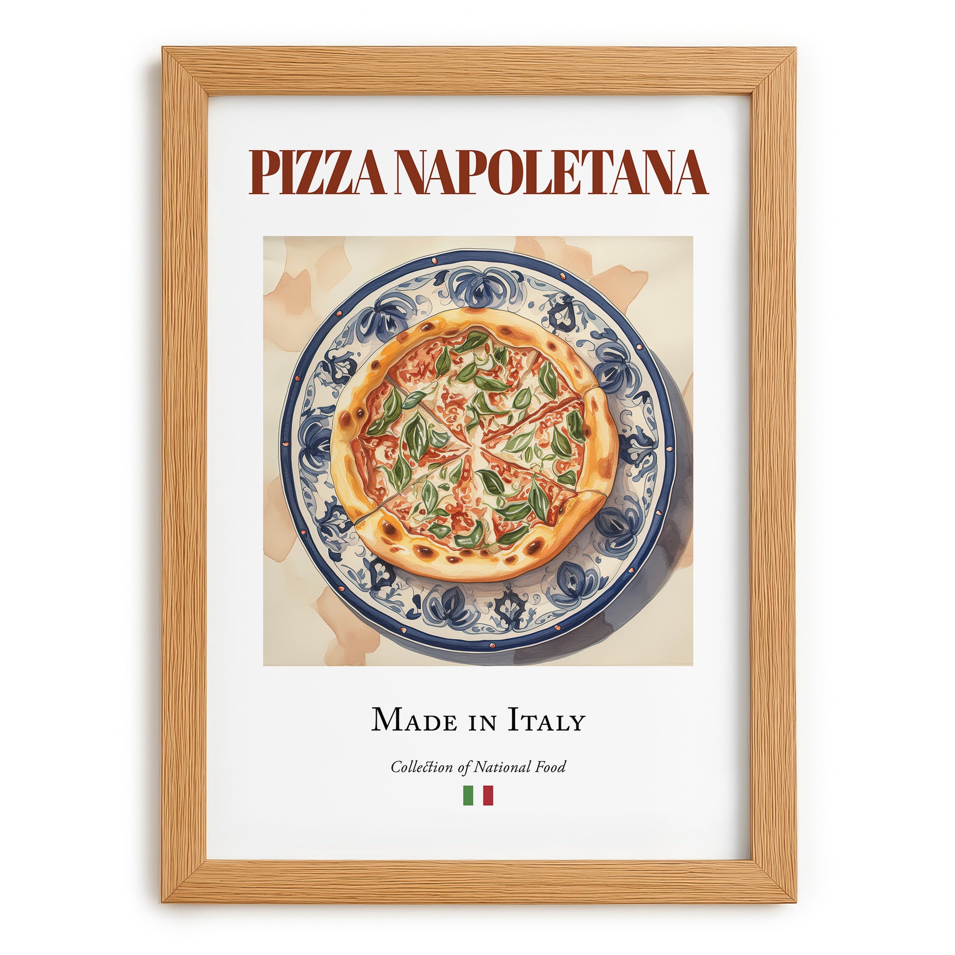 Neapolitan-Style Pizza – Italian Pizza, Ristorante Poster, set in oak frame
