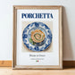 Porchetta – Italian Meat Dish, Tavern Print, in wooden frame leaning on the floor