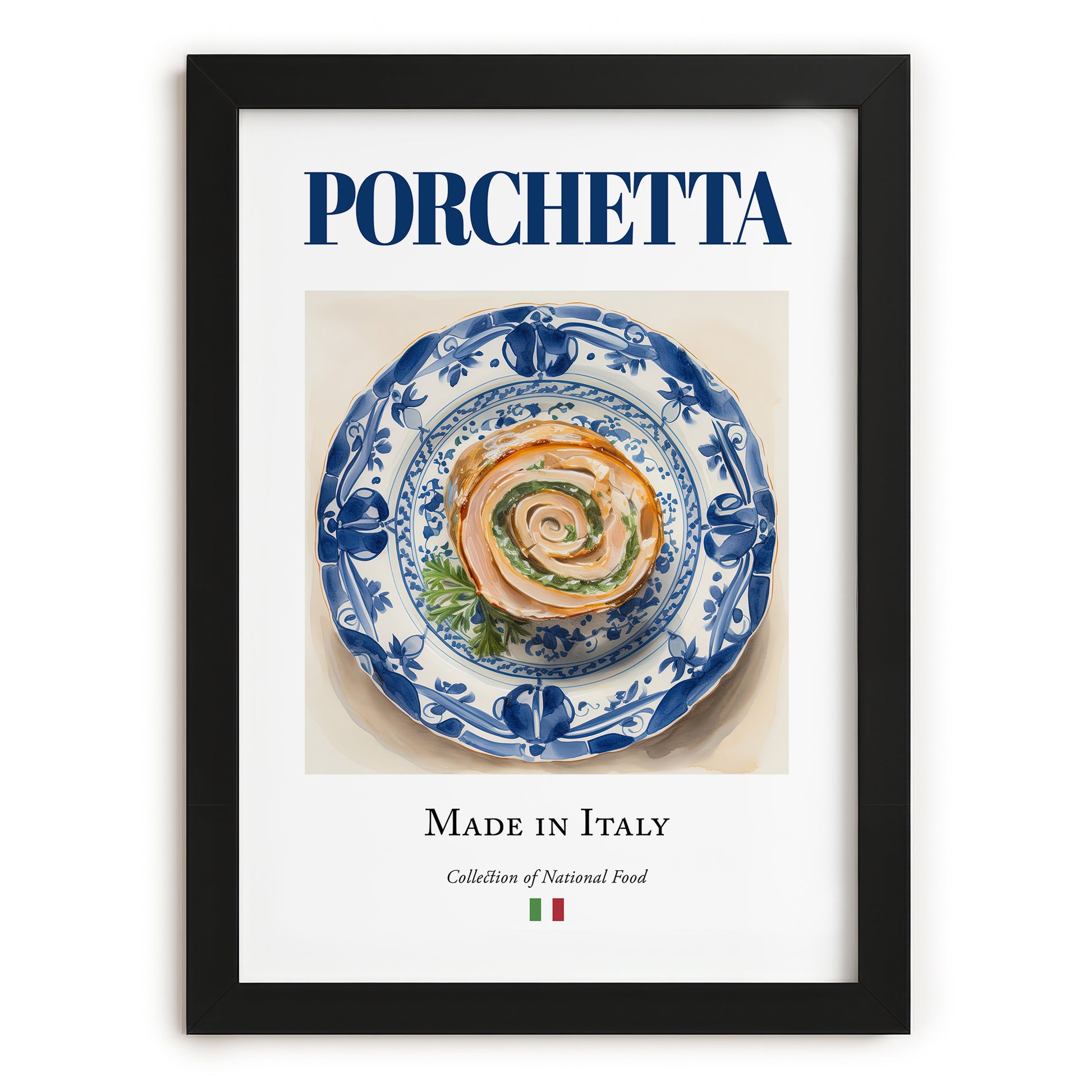 Porchetta – Italian Meat Dish, Tavern Print, in sleek black frame