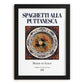 Spaghetti alla Puttanesca – Italian Pasta, Osteria Painting, in sleek black frame