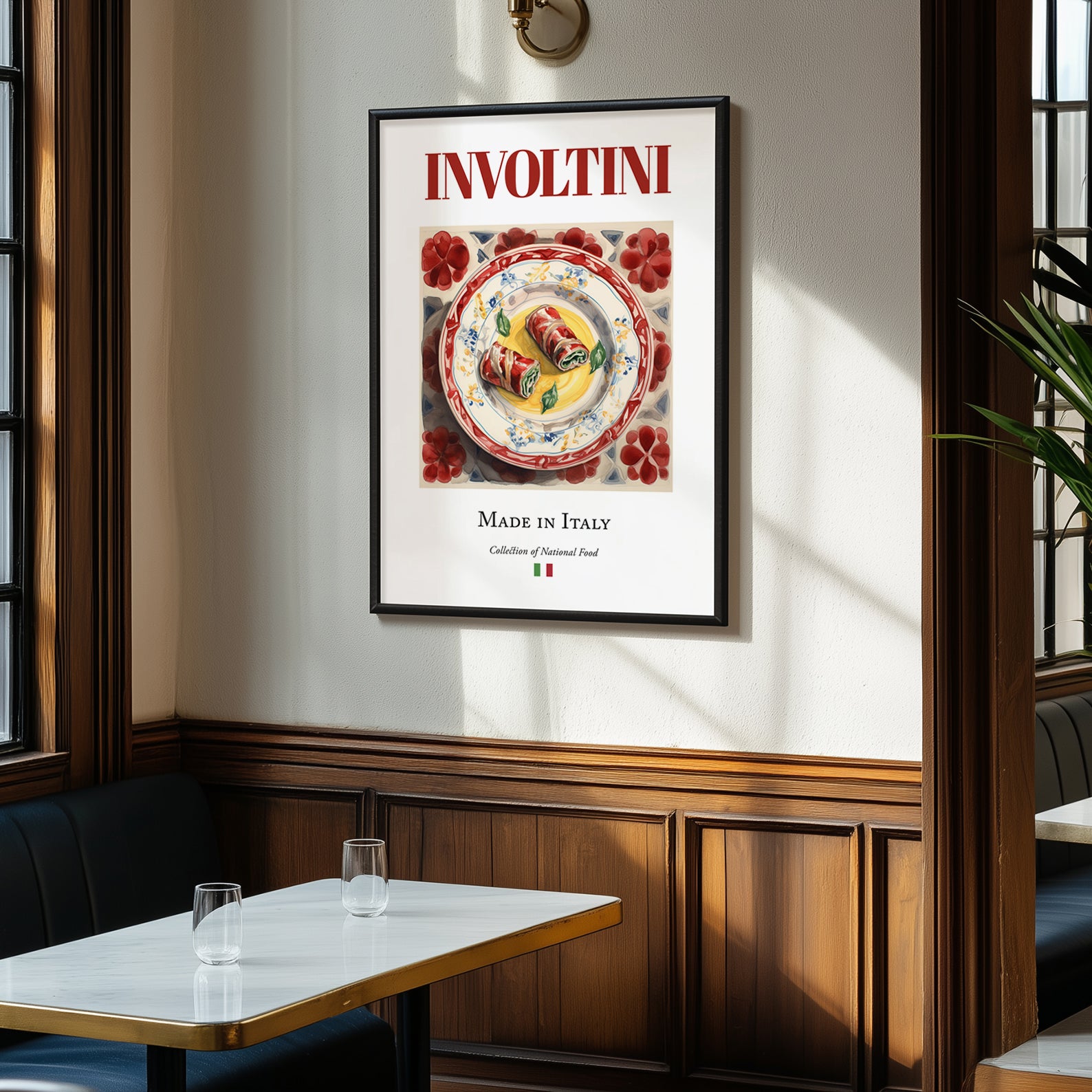Involtini – Italian Meat Dish, Brasserie Poster, clean layout with no caption