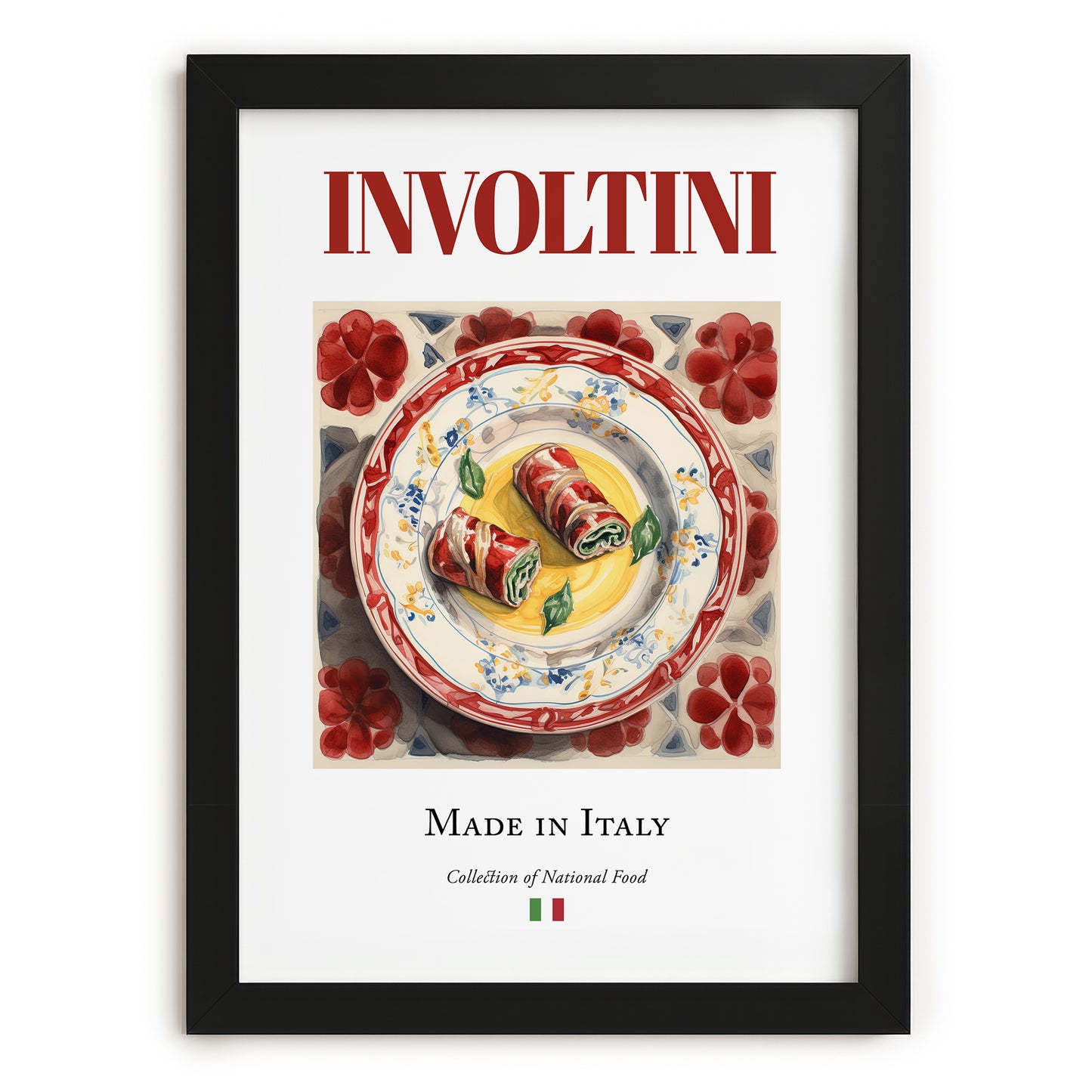 Involtini – Italian Meat Dish, Brasserie Poster, in sleek black frame