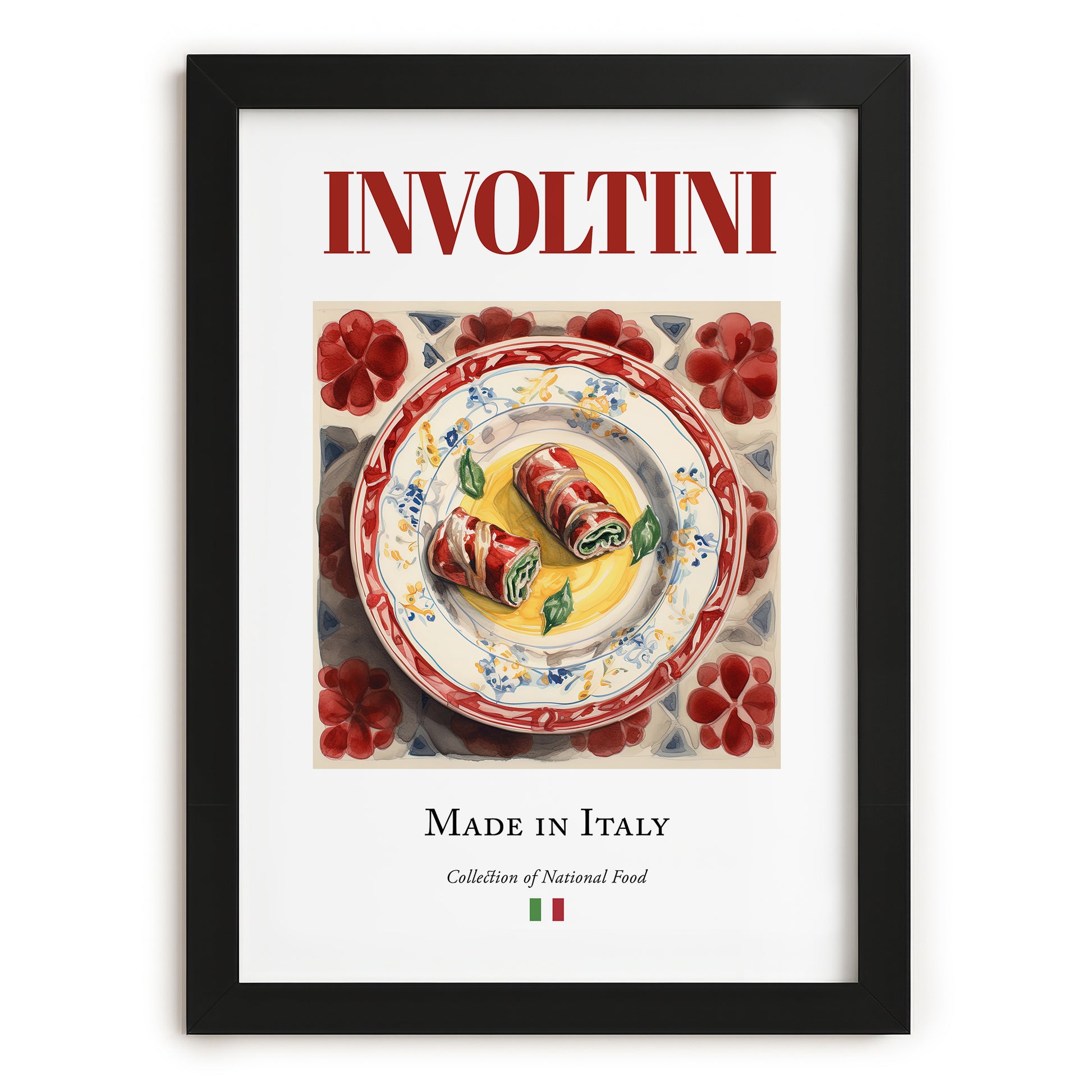 Involtini – Italian Meat Dish, Brasserie Poster, in sleek black frame