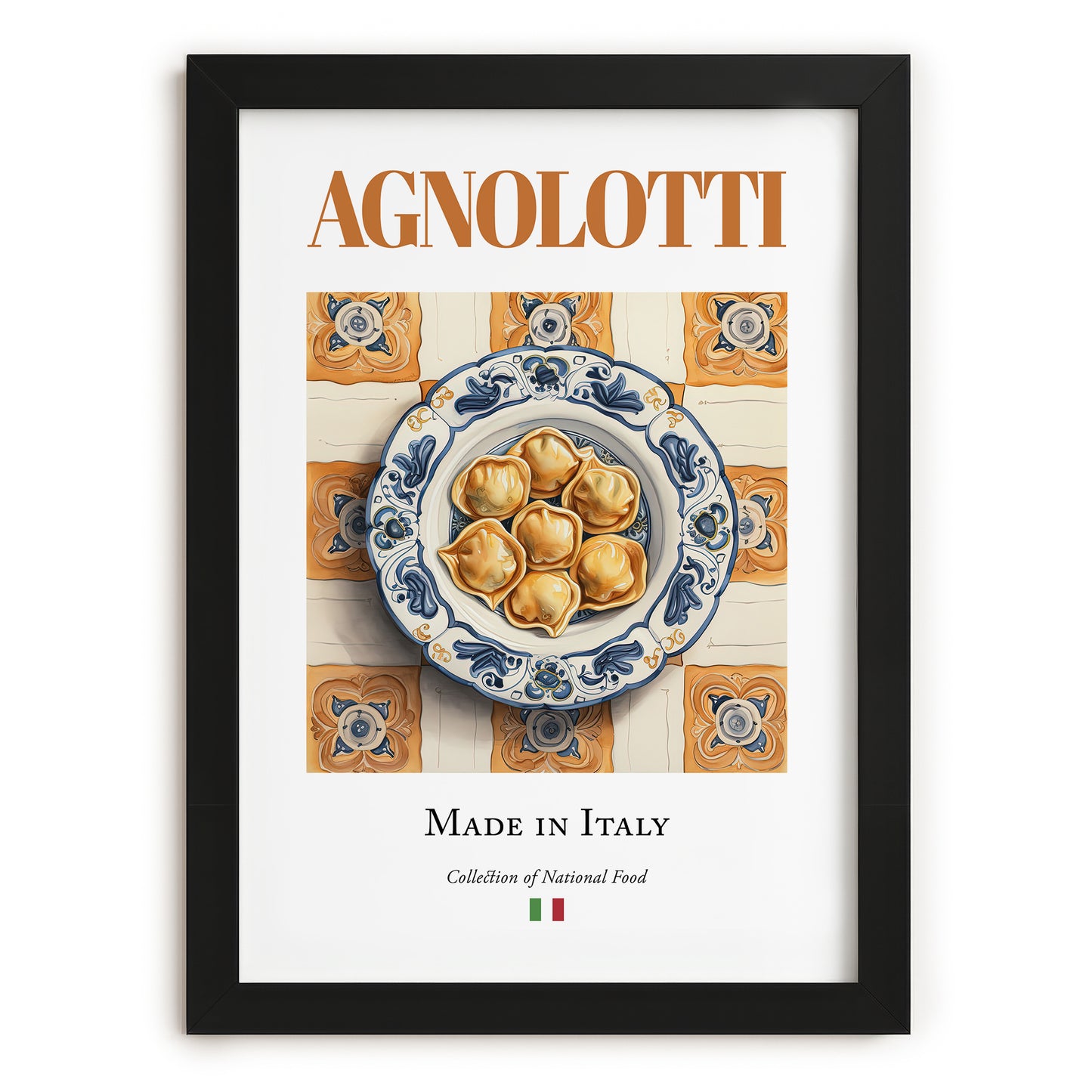 Agnolotti – Italian Pasta, Osteria Wall Art, in sleek black frame