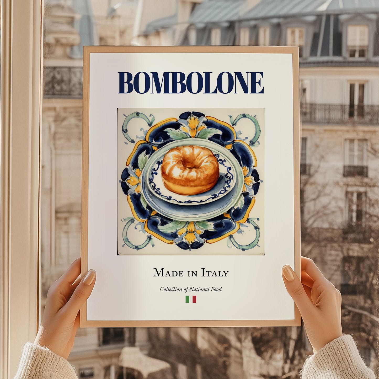 Bombolone – Italian Dessert Dish, Café Wall Decor, styled in a charming Paris street view