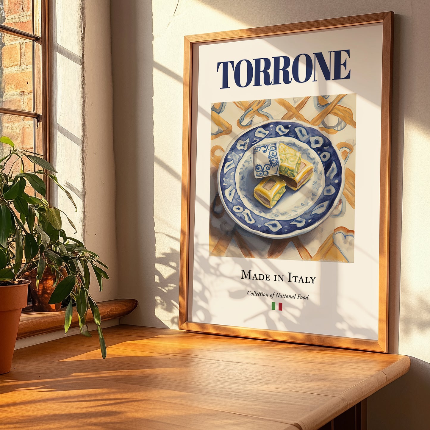 Torrone – Italian Dessert Dish, Tavern Poster, no-text version framed in wood
